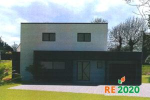 Vue 3D de une maison individuelle neuve à Saint-Sauveur-le-Vicomte (50390) étudié selon la RE2020 en collaboration avec SARL GUY LEBRETON