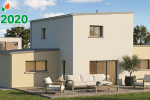 Vue 3D de une maison individuelle neuve à Vire Normandie (14500) étudié selon la RE2020