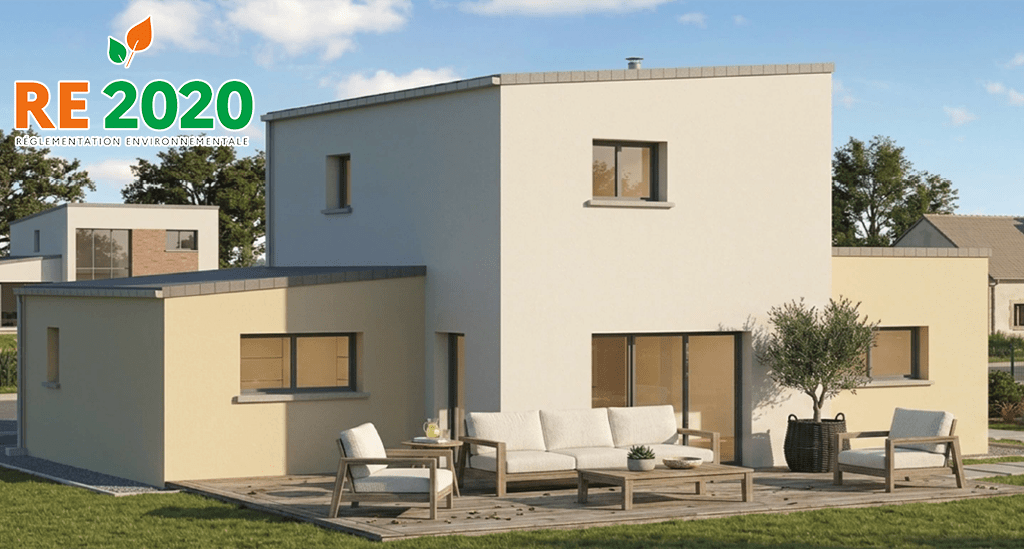 Vue 3D de une maison individuelle neuve à Vire Normandie (14500) étudié selon la RE2020 en collaboration avec MAISONS TECO